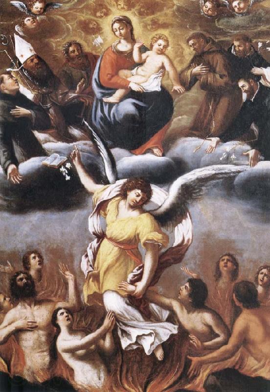 unknow artist An angel frees the souls of the Purgatory despues of the intercesion of the Virgin one Maria and of the holy Norge oil painting art